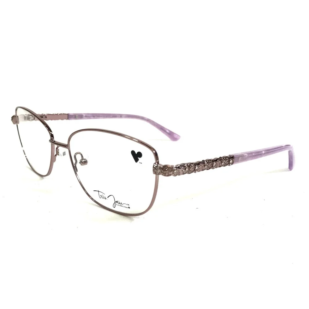 Tres Jolie Eyeglasses Frames 196 533 Purple Pink Wire Rim Crystals 55-17-140